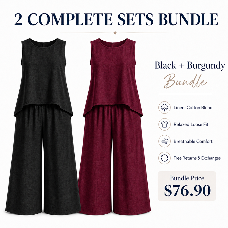 💗Promotion 50% OFF -Women’s Linen-Cotton Crochet Back Two-Piece Set