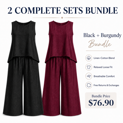 💗Promotion 50% OFF -Women’s Linen-Cotton Crochet Back Two-Piece Set