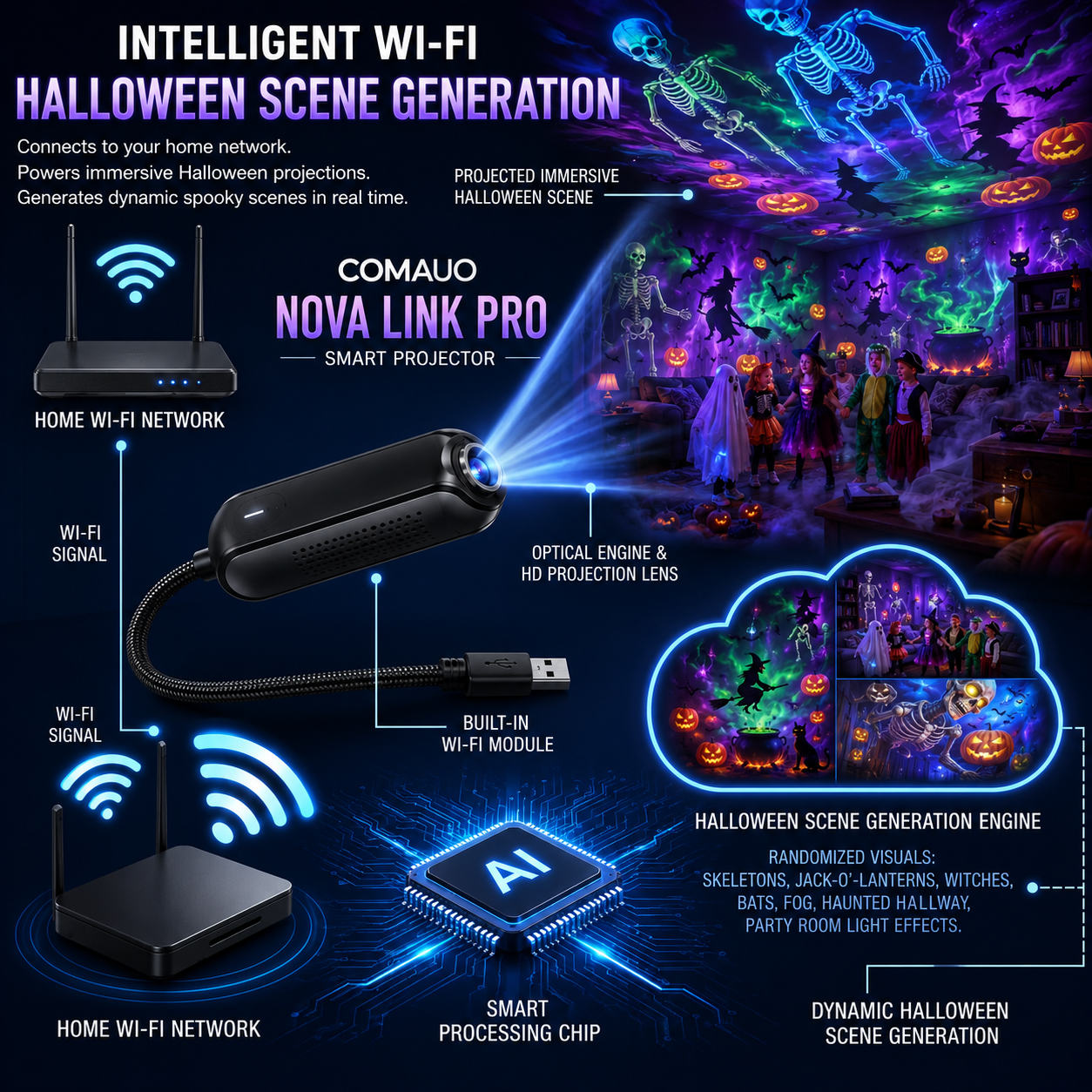 👻🦇5D Mini Dynamic Halloween Projector🎃