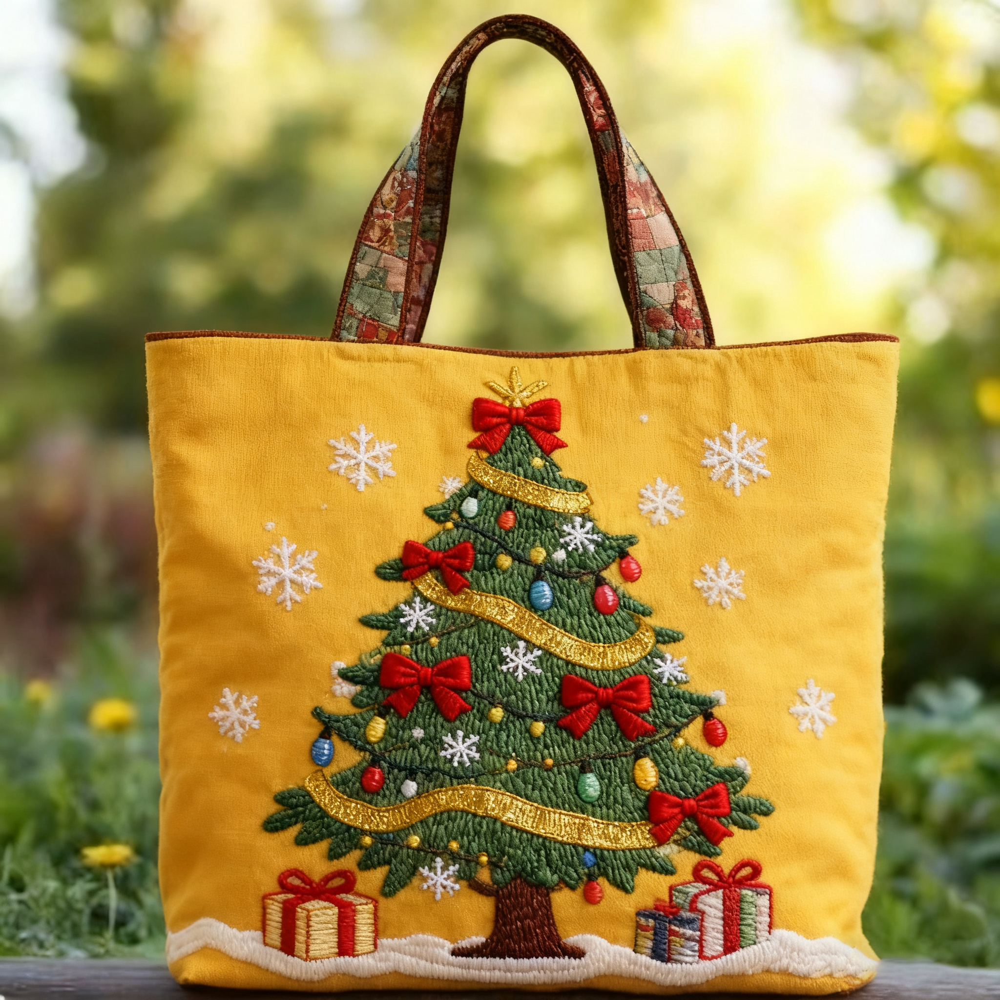 🎄 Festive Christmas Stocking Embroidered Tote Bag – Cozy Holiday Carryall 🎁