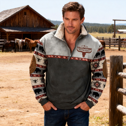 Men's Warm Comfortable Western Cowboy Vintage Sweatshirts