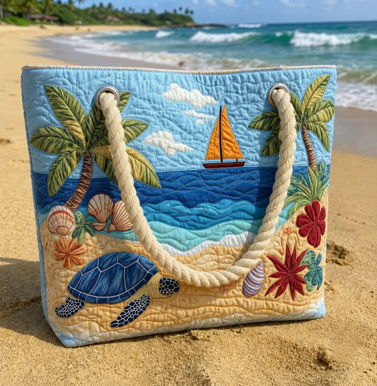 Island Turtle Sail Quilted Beach Bag GFTOQA1562
