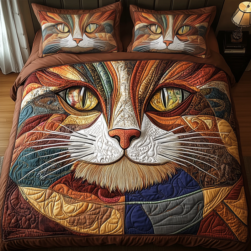 ⏰Promotion 50% OFF -Purrfectly Cat 3-Piece Quilted Bedding Set