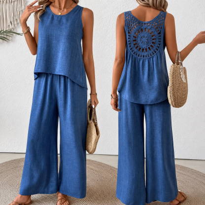 💗Promotion 50% OFF -Women’s Linen-Cotton Crochet Back Two-Piece Set