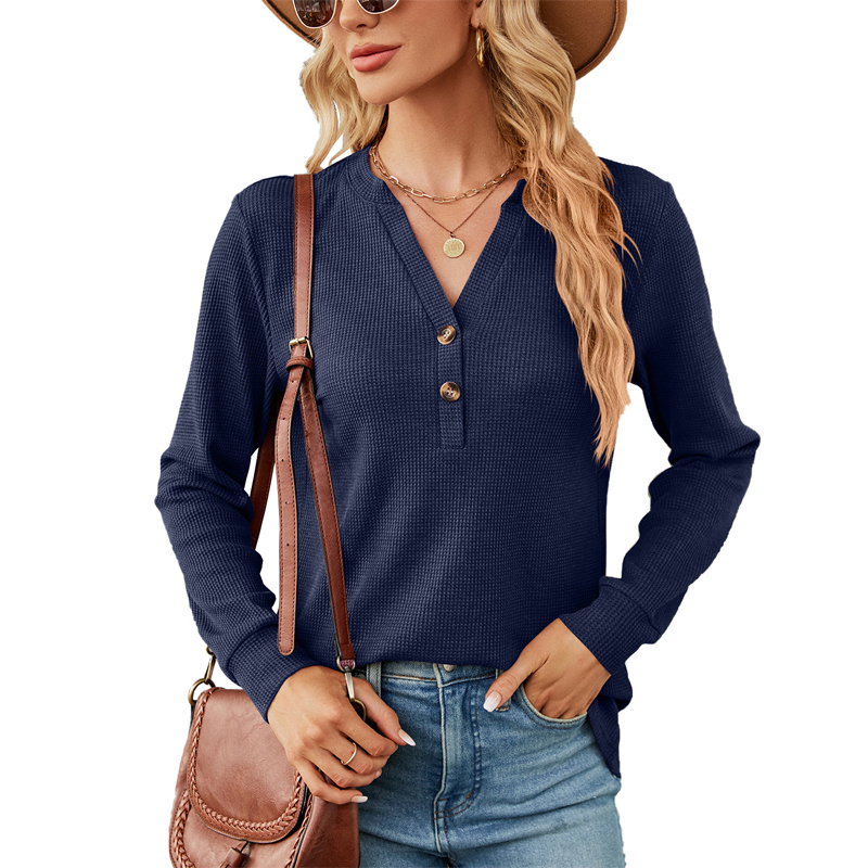 ⏰Promotion 50% OFF -New Wool Waffle Knit Long-Sleeve Knit Top