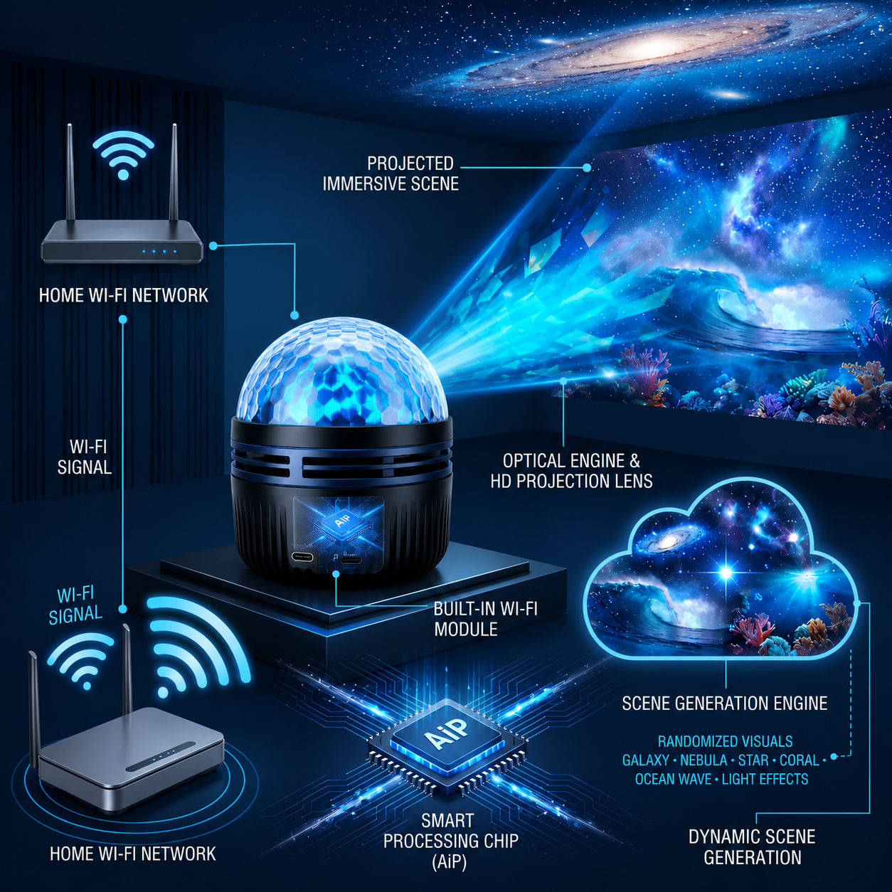 🌌5DMini Galaxy Star Projector🧸
