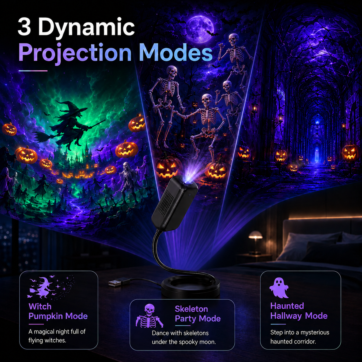👻🦇5D Mini Dynamic Halloween Projector🎃