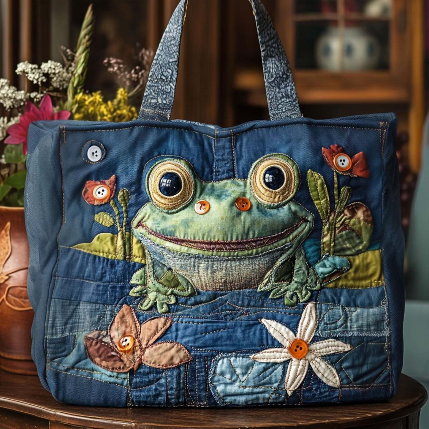 Rainy Day Frolic Quilted Tote Bag
