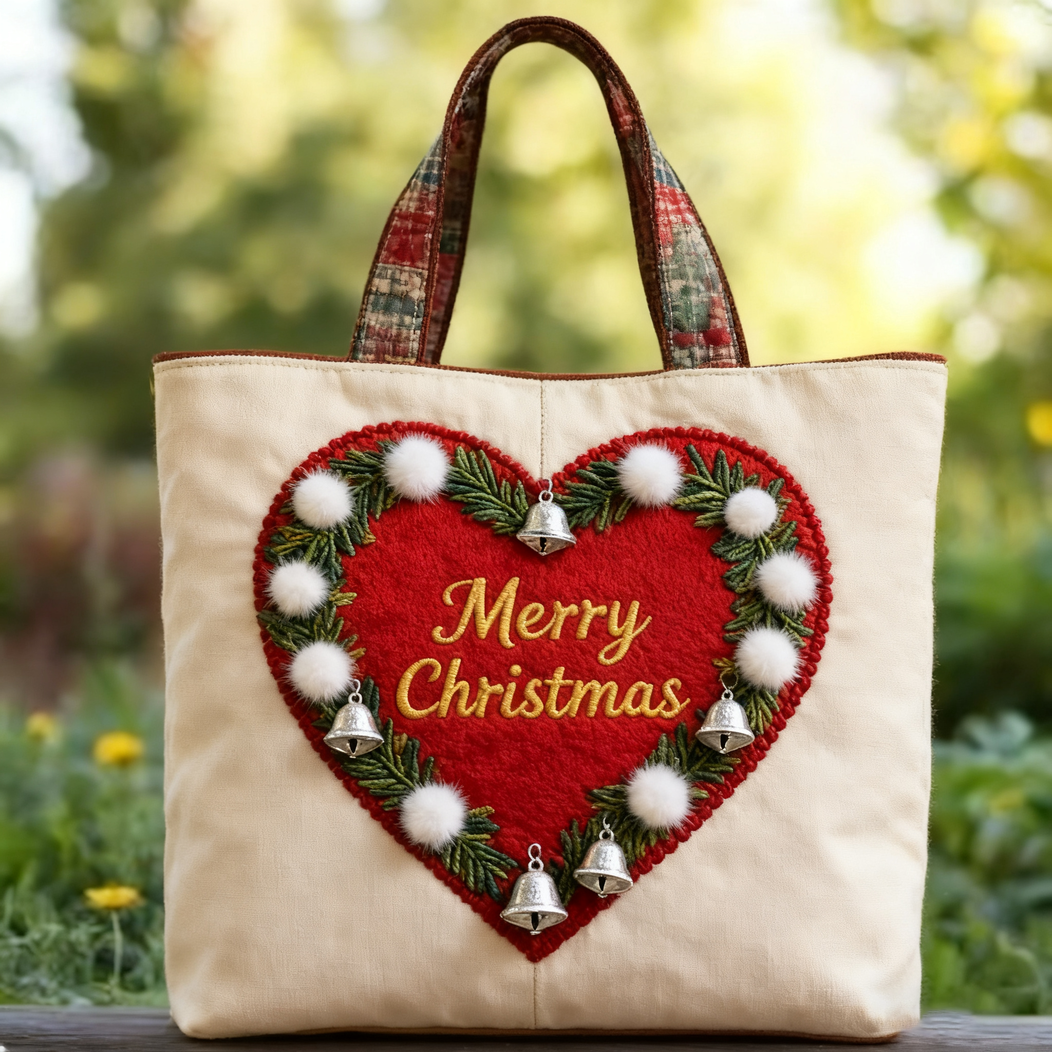 🎄 Festive Christmas Stocking Embroidered Tote Bag – Cozy Holiday Carryall 🎁