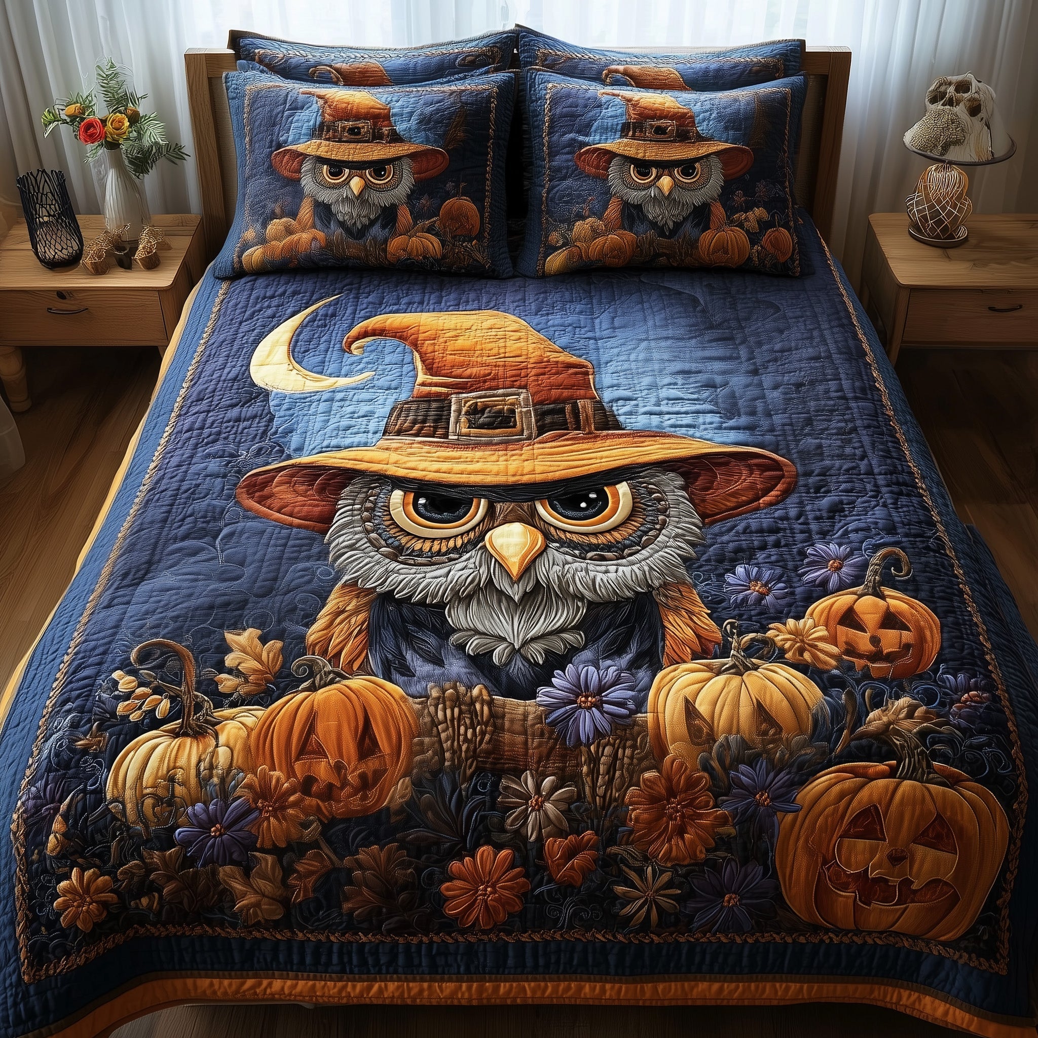 Enchanted Owl 3-Piece Quilted Bedding Set GFTOMA4088