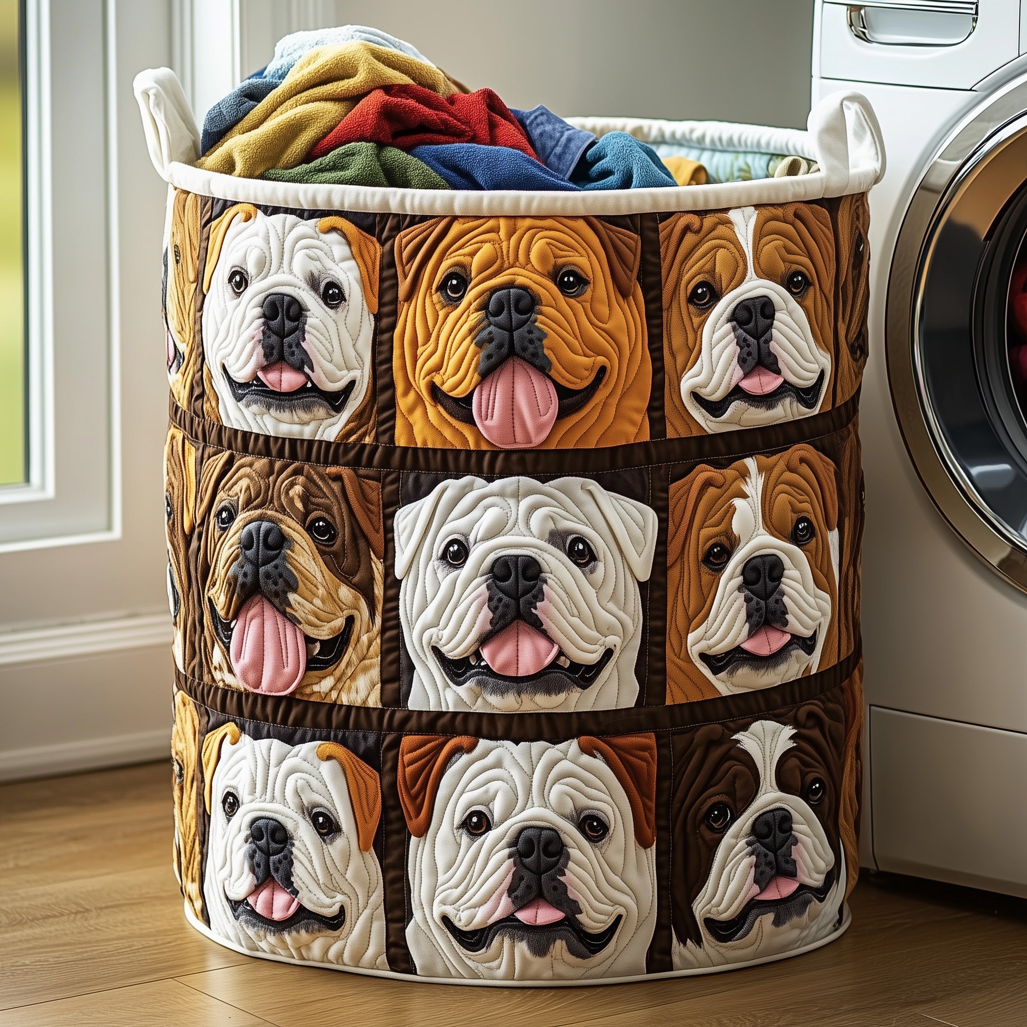 Bulldog Buddy Quilted Laundry Basket GFTOMA5143