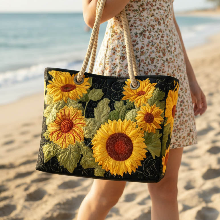 Blooming Sunflower Quilted Beach Bag GFTONT6459