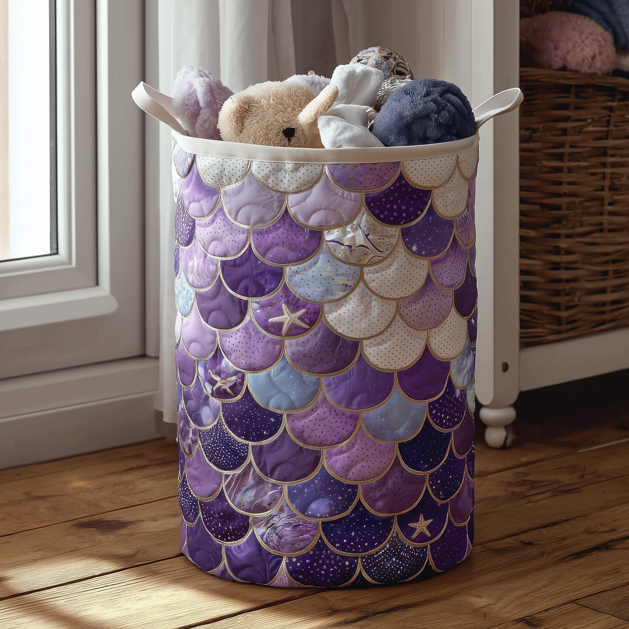 Elegant Mermaid Quilted Laundry Basket GFTOTL4691
