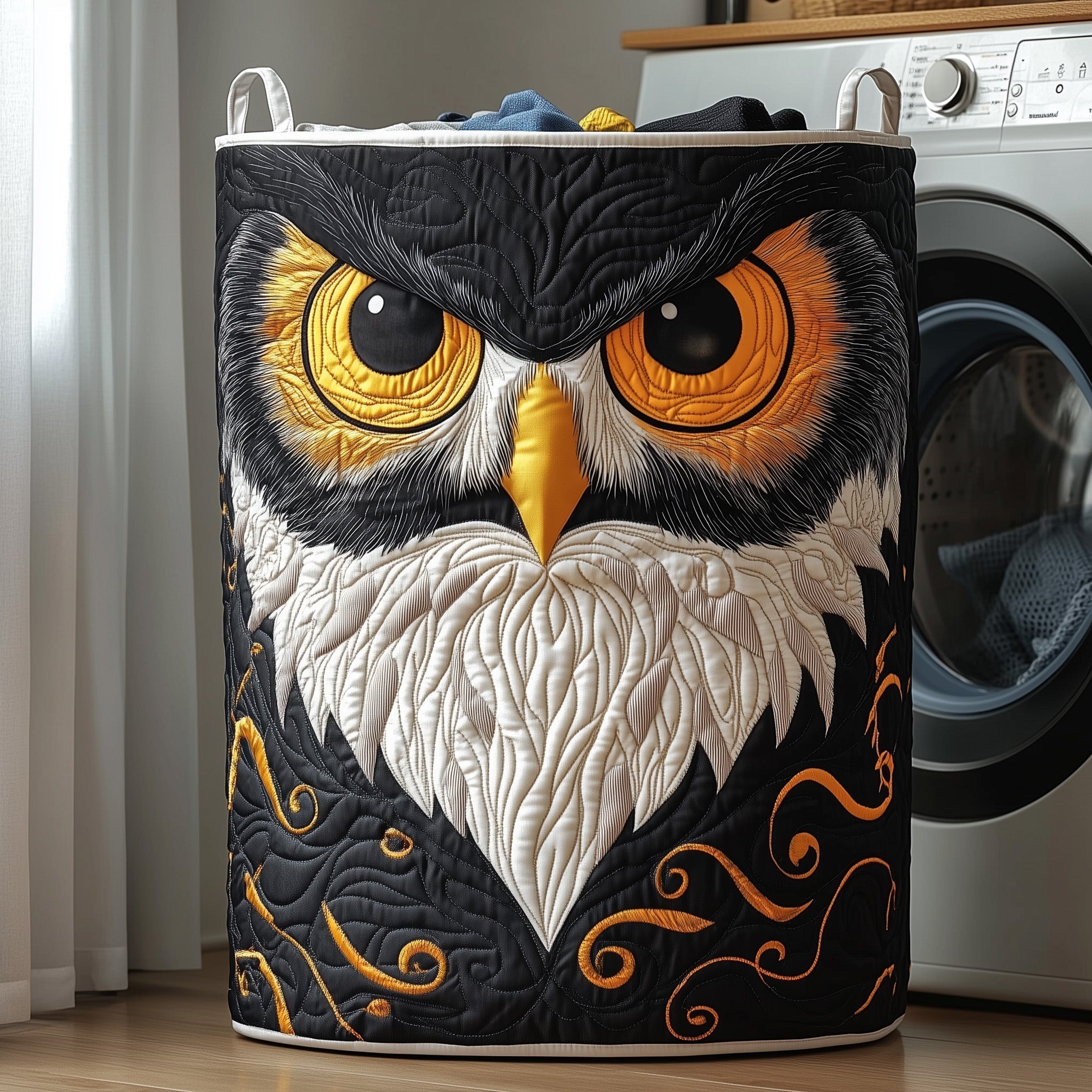 Majestic Owl Quilted Laundry Basket GFTOTP12144