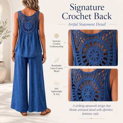 💗Promotion 50% OFF -Women’s Linen-Cotton Crochet Back Two-Piece Set