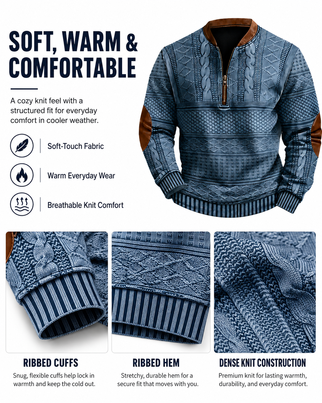 ⏰Promotion 50% OFF -Men’s Vintage Western Wool Zip Pullover