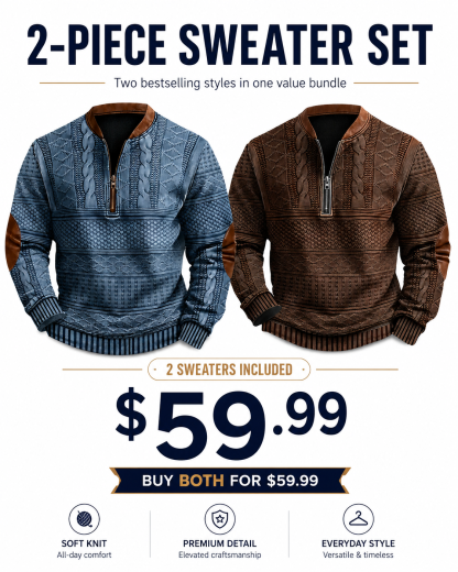 ⏰Promotion 50% OFF -Men’s Vintage Western Wool Zip Pullover