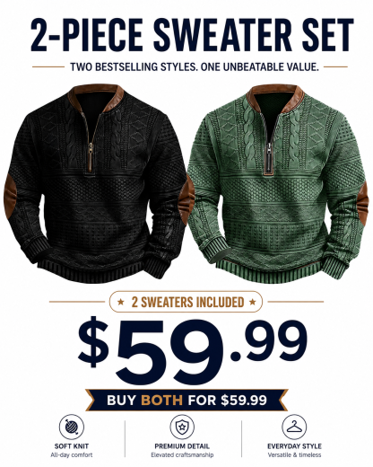 ⏰Promotion 50% OFF -Men’s Vintage Western Wool Zip Pullover