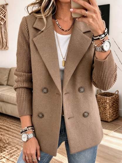 🤲LAST DAY SAVE 50% ⏰✨ Cozy Knit-Sleeve Blazer – Chic, Warm & Effortless