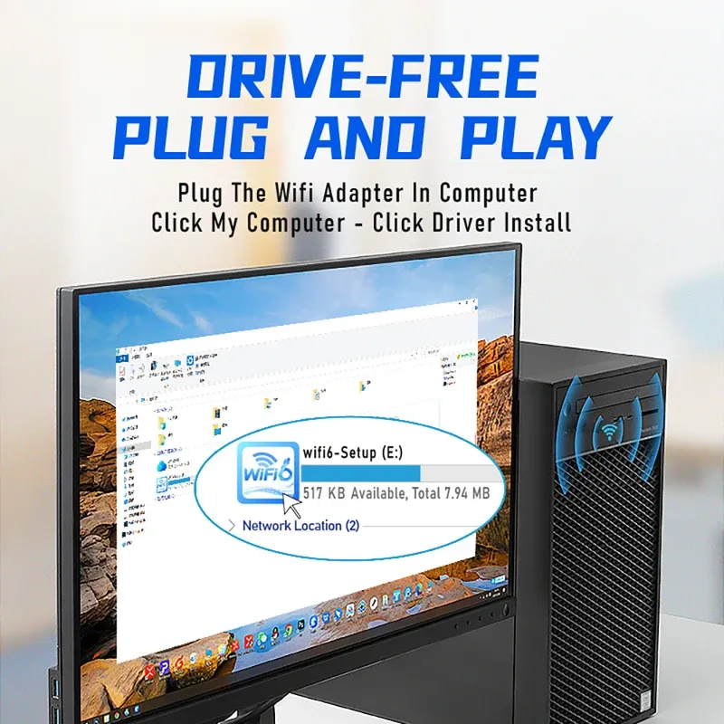 1800Mbps WiFi 6 Adapter 5G/2.4GHz USB 3.0 Wi-fi Dongle Wireless Network Card High Gain Antenna For Windows 10 11-ShoptAI