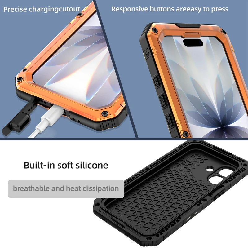 IP68 Waterproof Case for iPhone 17 Pro Max 17 Pro 17 Air Heavy Duty Shockproof Metal Cover Glass Screen Protector