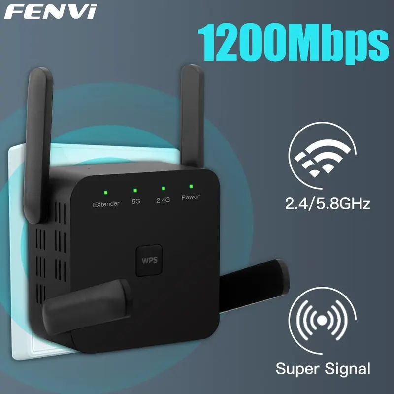 1200Mbps Router WiFi Extender Amplifier FENVI 5Ghz AC1200 WiFi Repeater Signal Booster Long Range Network-ShoptAI
