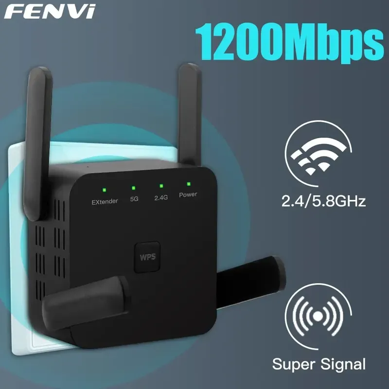 1200Mbps Router WiFi Extender Amplifier FENVI 5Ghz AC1200 WiFi Repeater Signal Booster Long Range Network-ShoptAI