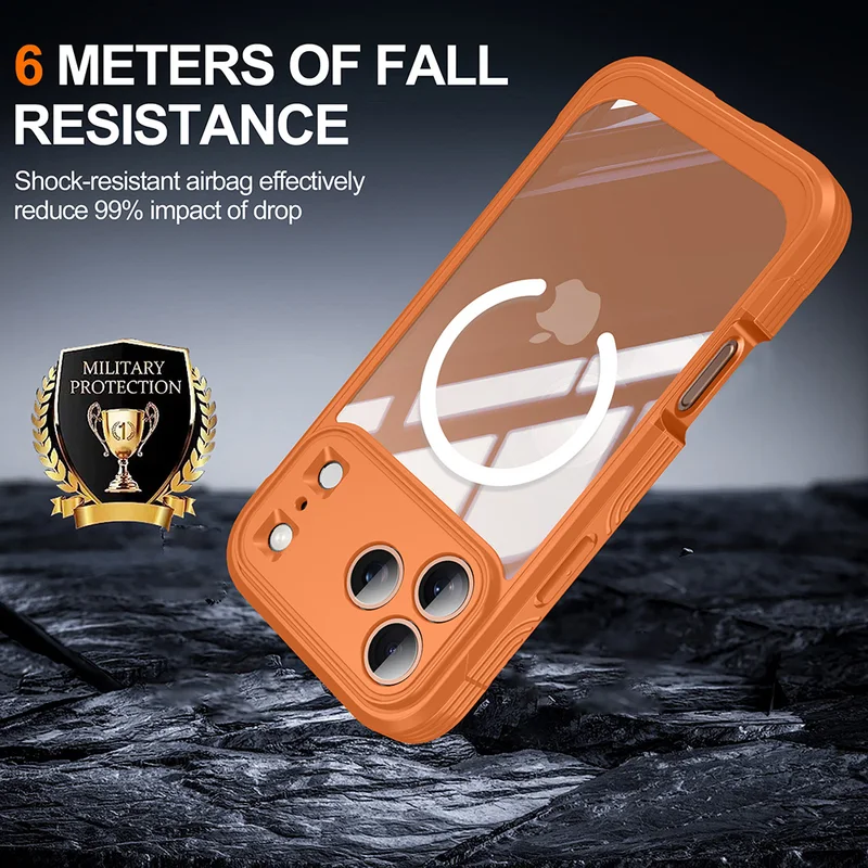 Magnetic MagSafe Case for iPhone 17 Pro Max Air Wireless Charging Back Cover 360 °   Fully Protected Double-sided Transparent