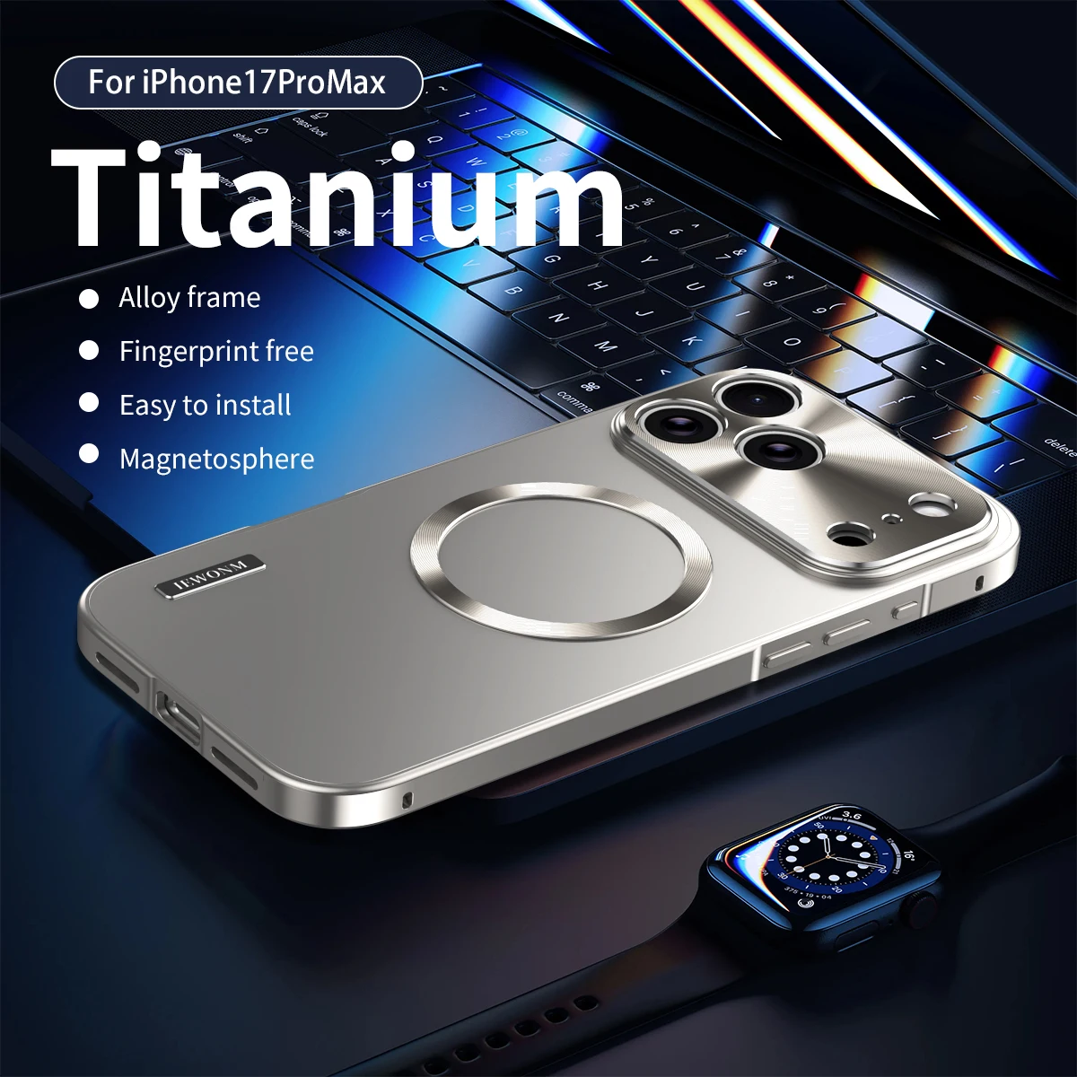 All Aluminum Metal Case for iPhone 17 Pro max Frame Magnetic Suction PC Frosted Backplate Phone Cover Shockproof Ultra-Thin