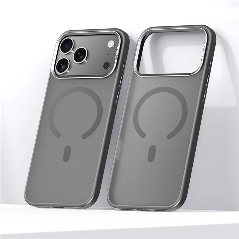 Luxury Magsafe Magnetic Case for iPhone 17 Air 17 Pro Max Alloy Lens Frame Matte Cover Translucent Hybrid Shockproof