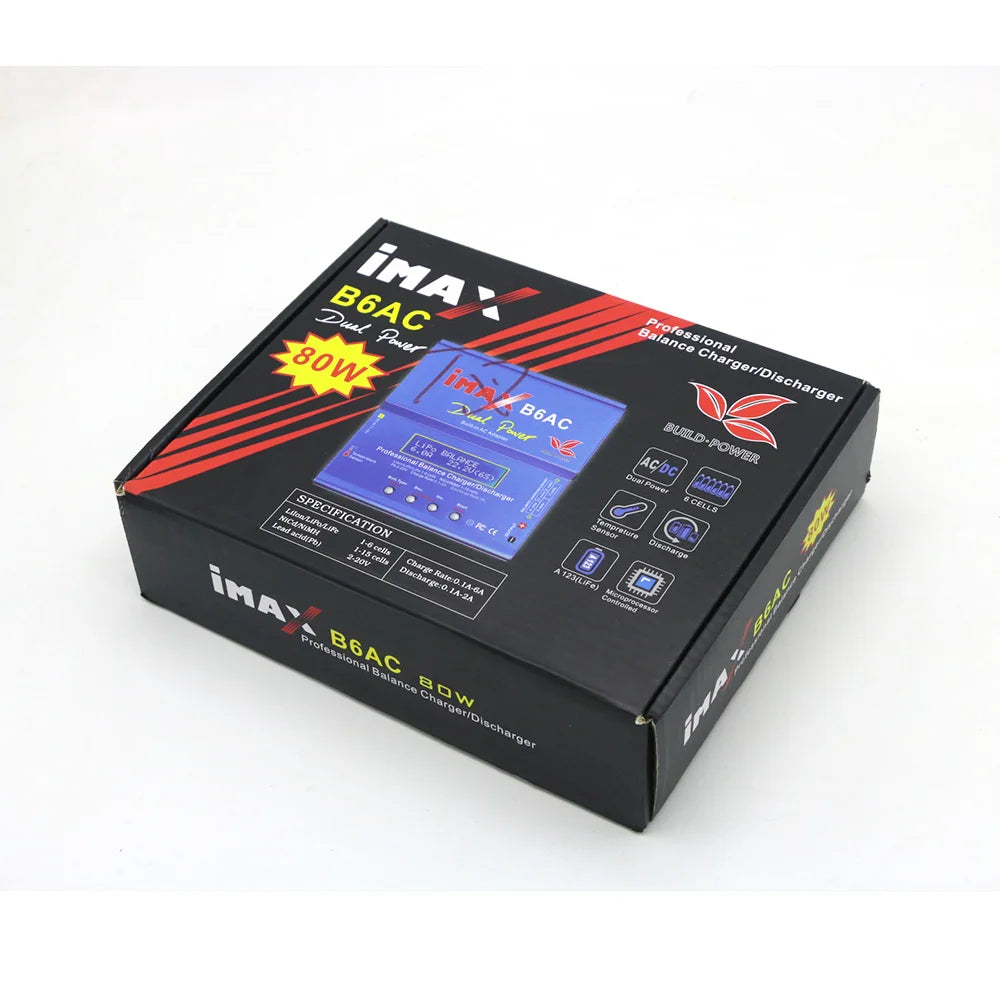 Imax B6AC Charger 80W 6A Balance Charger B6 AC RC Digital LCD Screen Li-ion LiFe Nimh Nicd PB Lipo Battery Discharger-ShoptAI