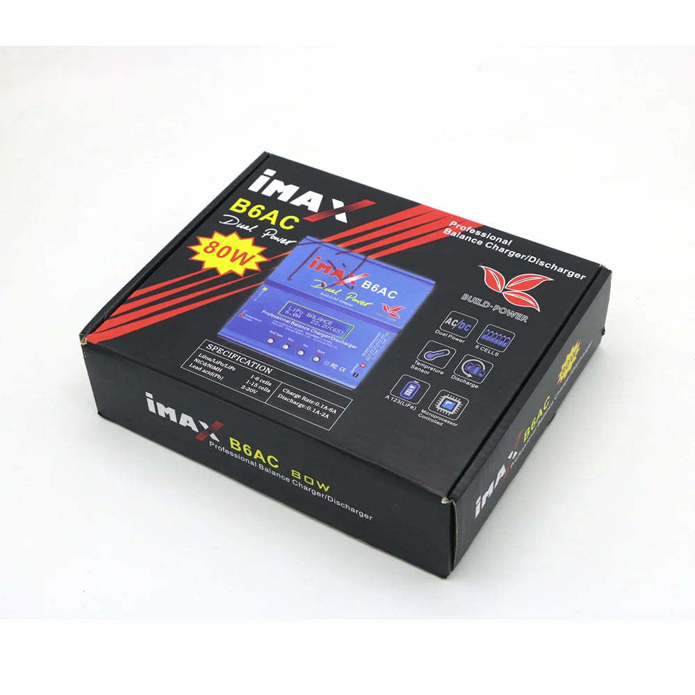 Imax B6AC Charger 80W 6A Balance Charger B6 AC RC Digital LCD Screen Li-ion LiFe Nimh Nicd PB Lipo Battery Discharger-ShoptAI