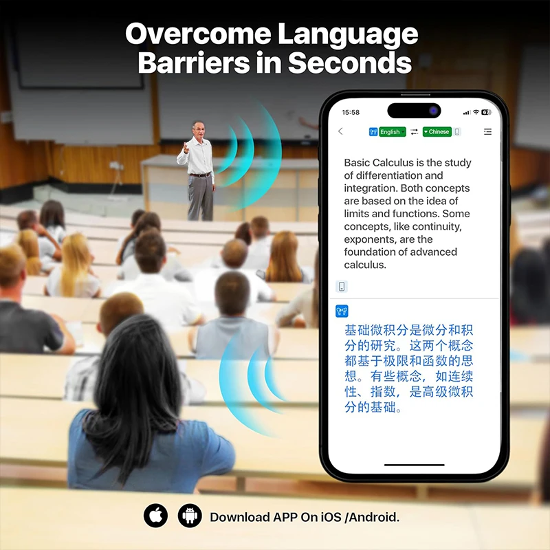 AI Translator Earbuds 144 Languages Real Time Translation Headphones with Screen Noise Cancelling Earphone