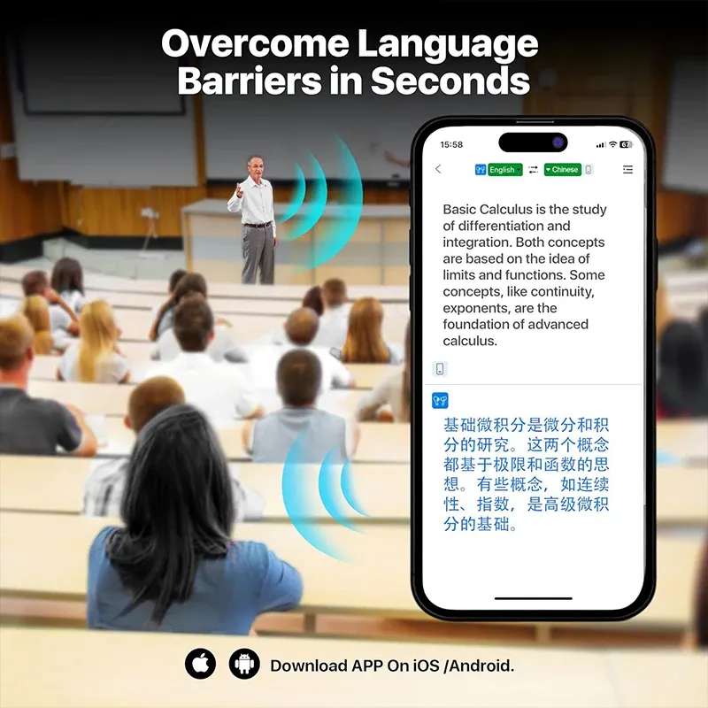 AI Translator Earbuds 144 Languages Real Time Translation Headphones with Screen Noise Cancelling Earphone