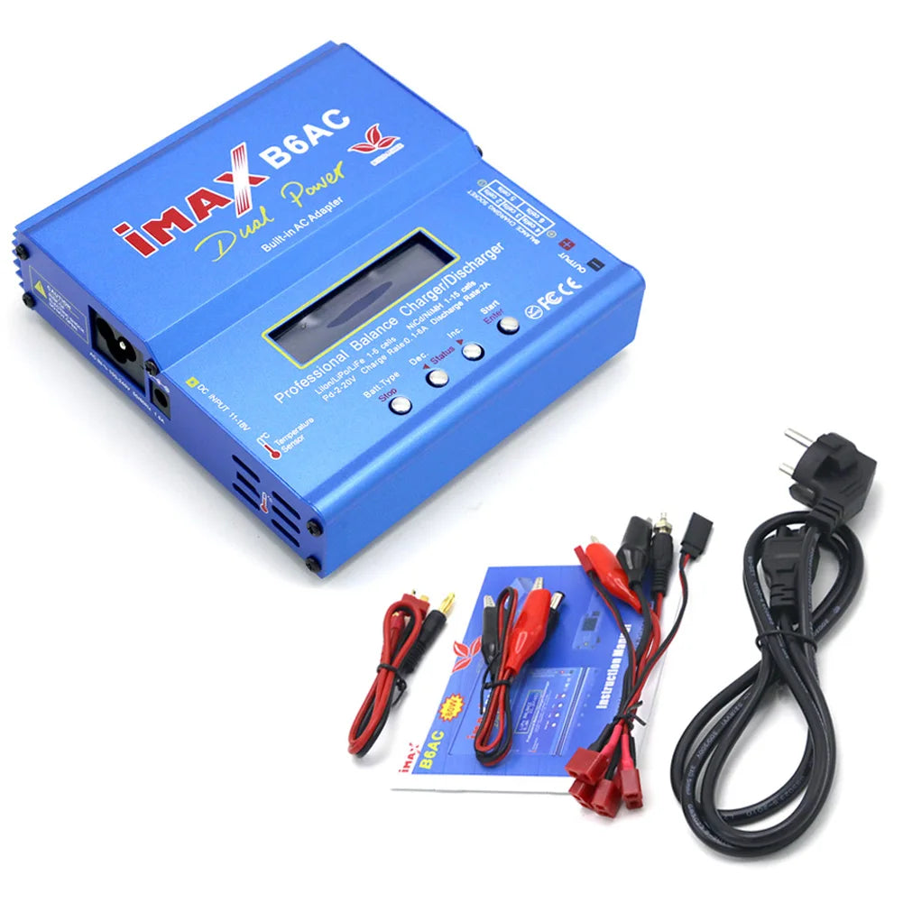 Imax B6AC Charger 80W 6A Balance Charger B6 AC RC Digital LCD Screen Li-ion LiFe Nimh Nicd PB Lipo Battery Discharger-ShoptAI