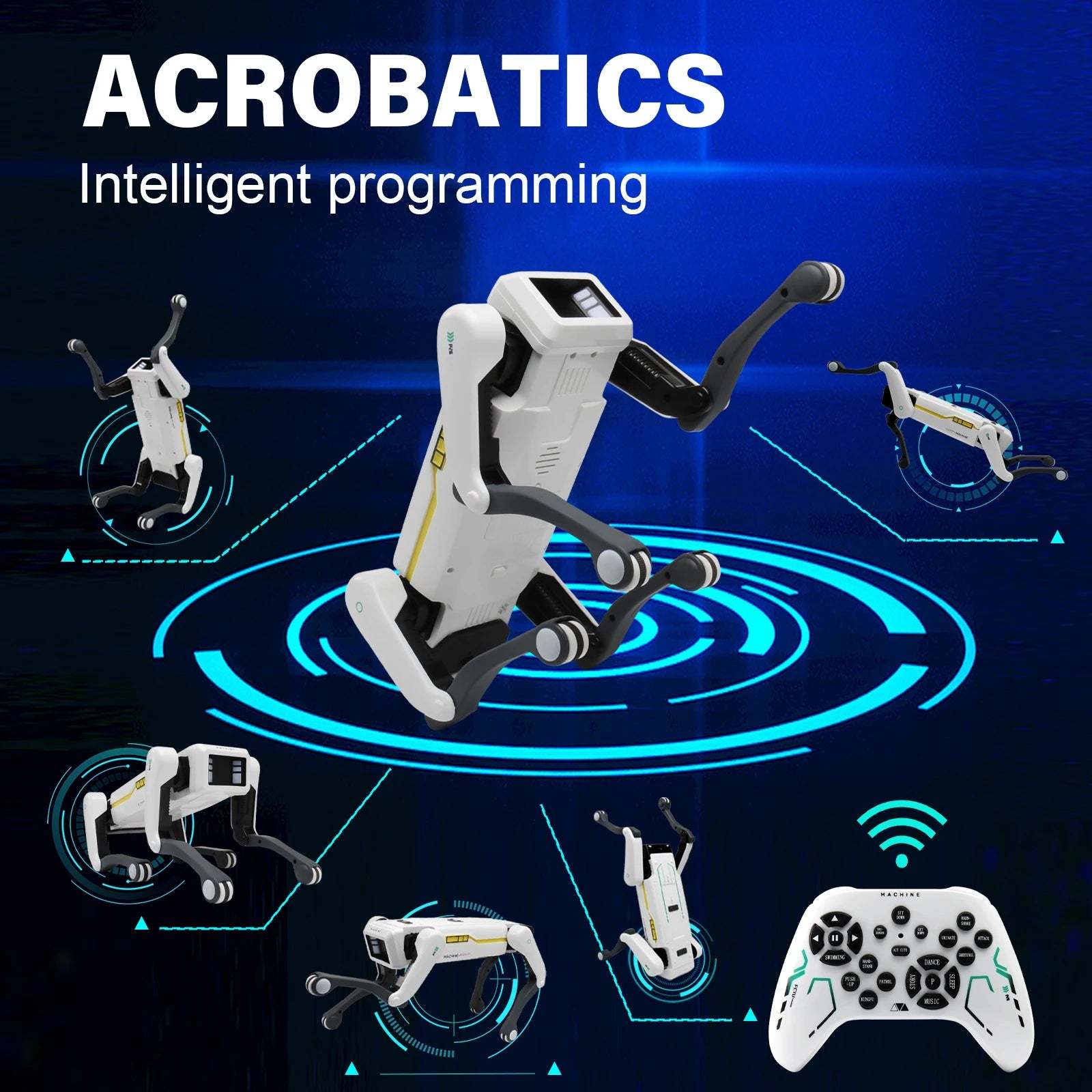 AI RC Robot Dog Toy Voice Dialogue APP Remote Control Programming Singing Dancing Machine for Kids-ShoptAI