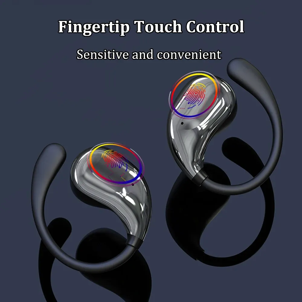 Ear Hook Bluetooth 5.4 Headphones TWS Wireless Earphones HiFi Stereo Waterproof Headsets LED Display Touch Earbuds Long Standby