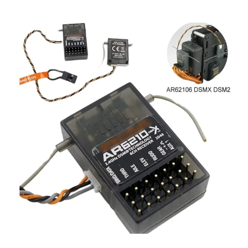 AR6210 Spectrum Receiver DSMX 2.4G 6 Channel W Satellite Fit Specktrum DX6i DX7 DX8 NX8 NX10 AR9020 JR DSX7 DSX9 Airplane-ShoptAI