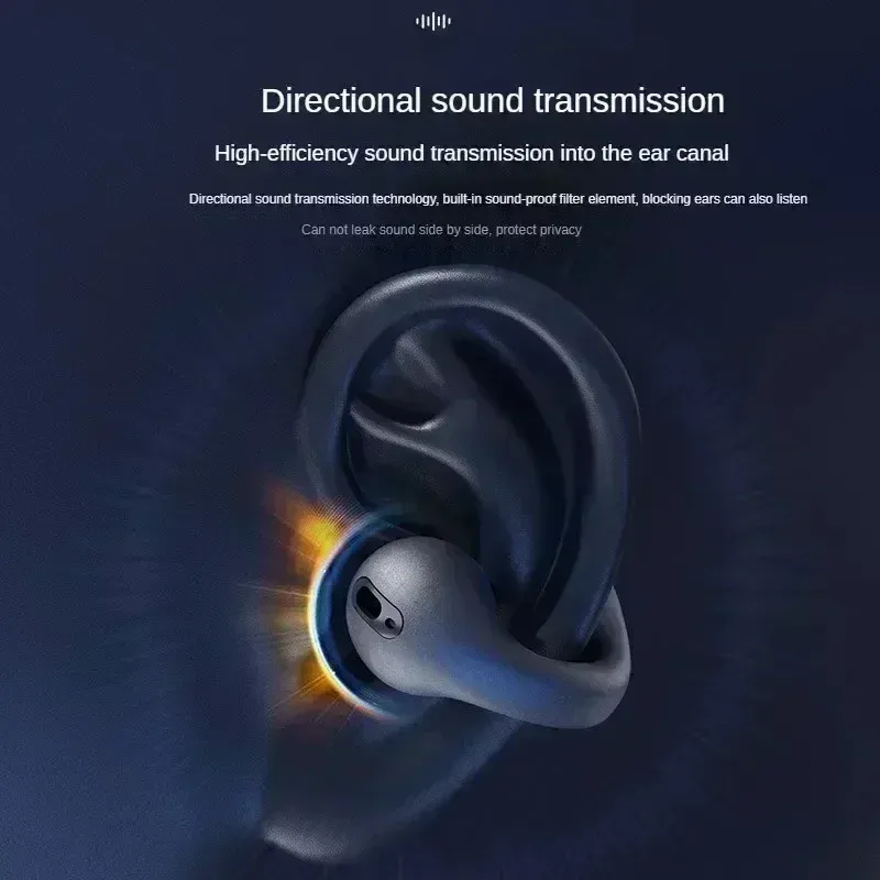 Bluetooth Headset T75 Wireless Air Conduction Headphones Clip Ear Music Noise Canceling HD Call Sports Gaming Earphone