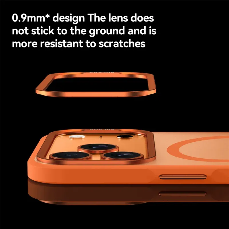 Luxury Magsafe Magnetic Case for iPhone 17 Air 17 Pro Max Alloy Lens Frame Matte Cover Translucent Hybrid Shockproof