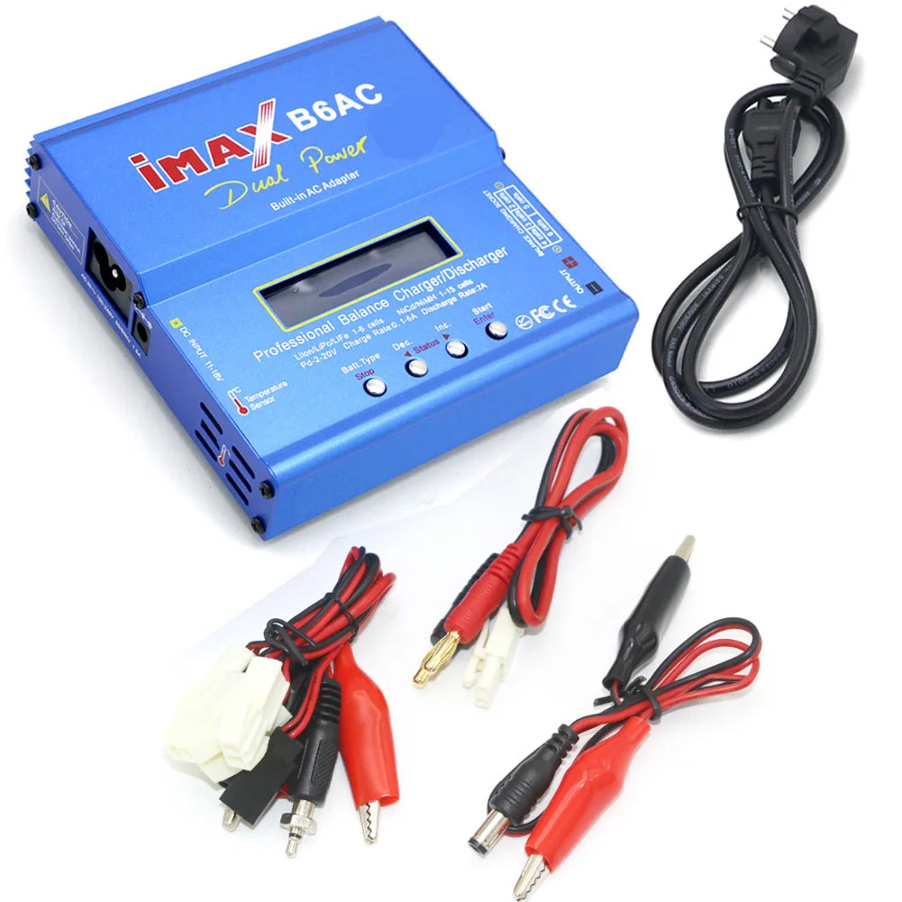 Imax B6AC Charger 80W 6A Balance Charger B6 AC RC Digital LCD Screen Li-ion LiFe Nimh Nicd PB Lipo Battery Discharger-ShoptAI