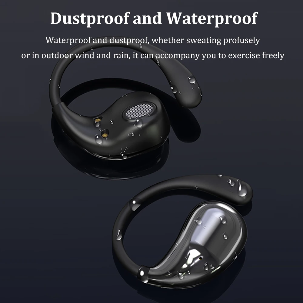 Ear Hook Bluetooth 5.4 Headphones TWS Wireless Earphones HiFi Stereo Waterproof Headsets LED Display Touch Earbuds Long Standby