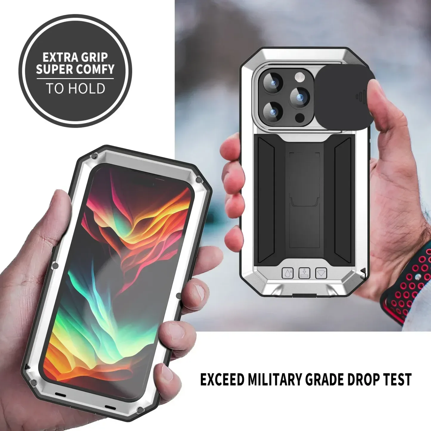 Aluminum Metal Case for iPhone Air 17 Pro Max 16e 16 15  Military Armor Shockproof Slide Lens Cover Heavy Duty Glass Screen Protector