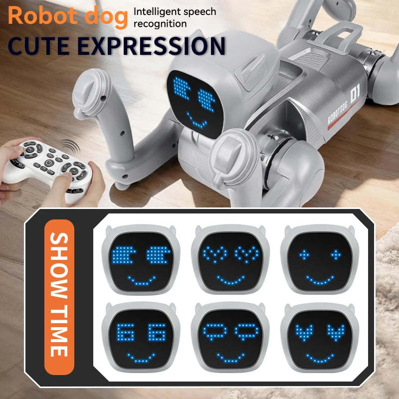 RC AI Smart Robot Dog Toys Remote Control Voice Command Programmable With Singing and Dancing Toy for Kids-ShoptAI