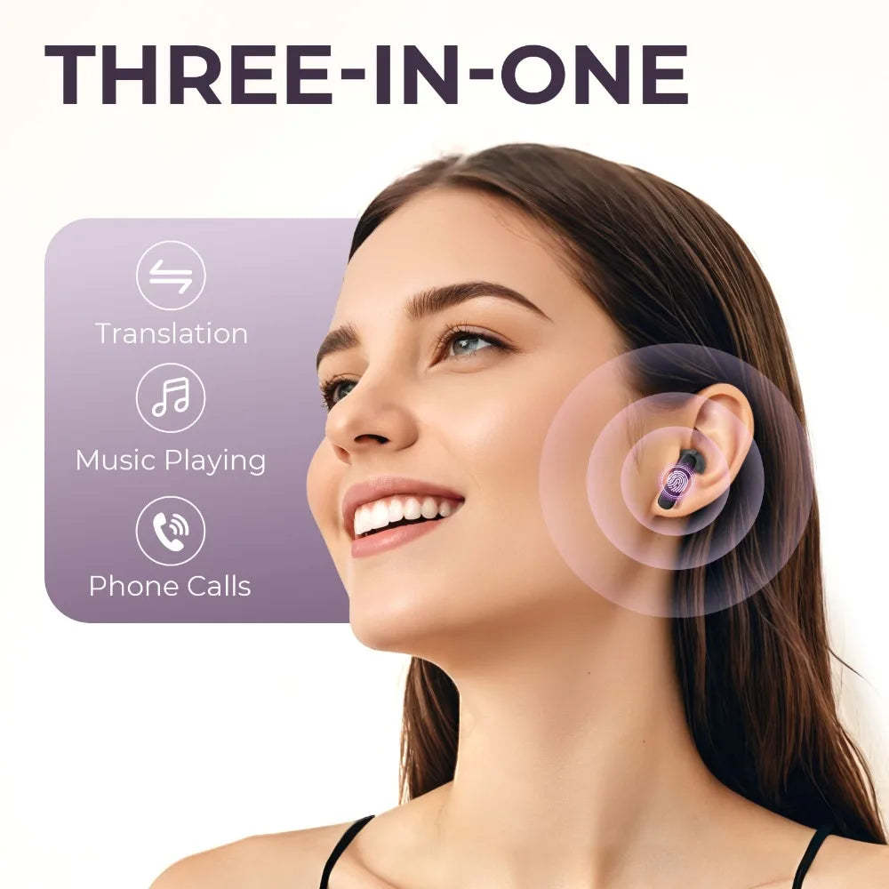 Real Time AI Translator Headphones with Touch Screen 144 Languages Translation Bluetooth 5.4 Earbuds Noise Cancelling Headset-ShoptAI