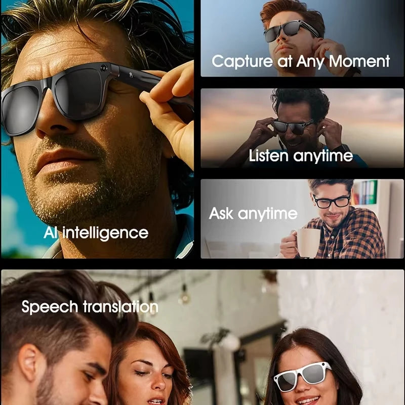 AI Smart Glasses Xiaomi 8K HD Photochromic Multifunction Translate Camera Music Player Bluetooth Calling Voice Assistant-ShoptAI