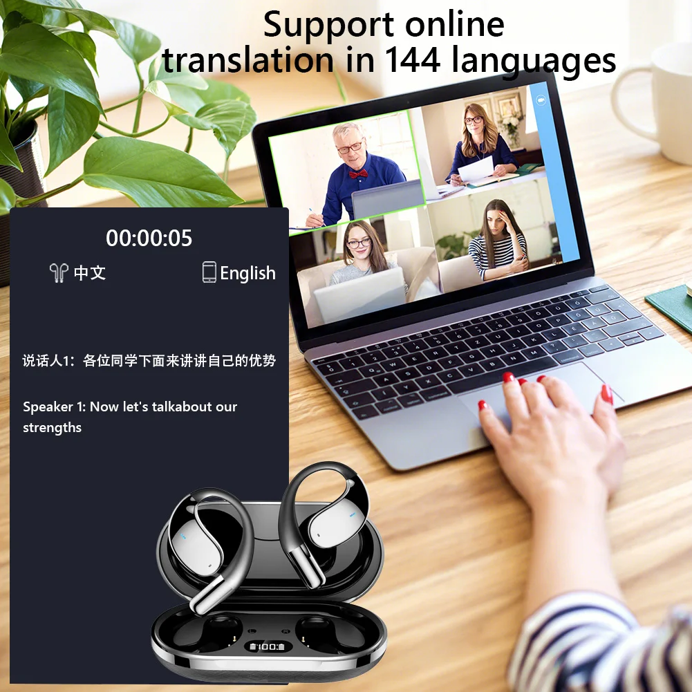 3-in-1 AI Translator Earbuds Wireless Bluetooth Headphones 144 Language Real-Time Translation YYK-Q39 