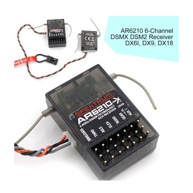 AR6210 Spectrum Receiver DSMX 2.4G 6 Channel W Satellite Fit Specktrum DX6i DX7 DX8 NX8 NX10 AR9020 JR DSX7 DSX9 Airplane-ShoptAI