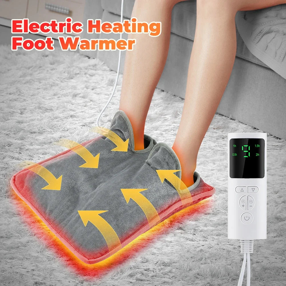 Electric Foot Heating Pad Washable Feet Warmer Heater Mat Plush Thermal Blanket Home Office Bedroom-ShoptAI