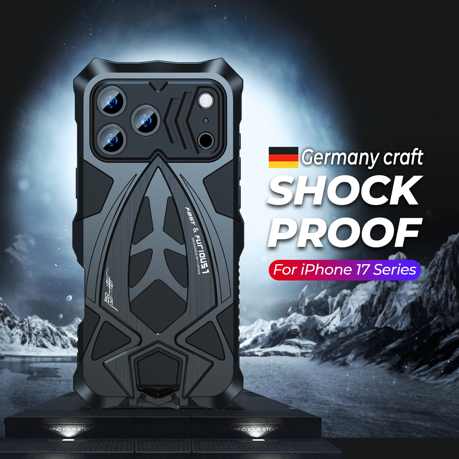 Military Grade Metal Case for iPhone 17 Pro Max 16e 16 Rugged Phone Cover Shockproof Armor Shell Silicon Fundas